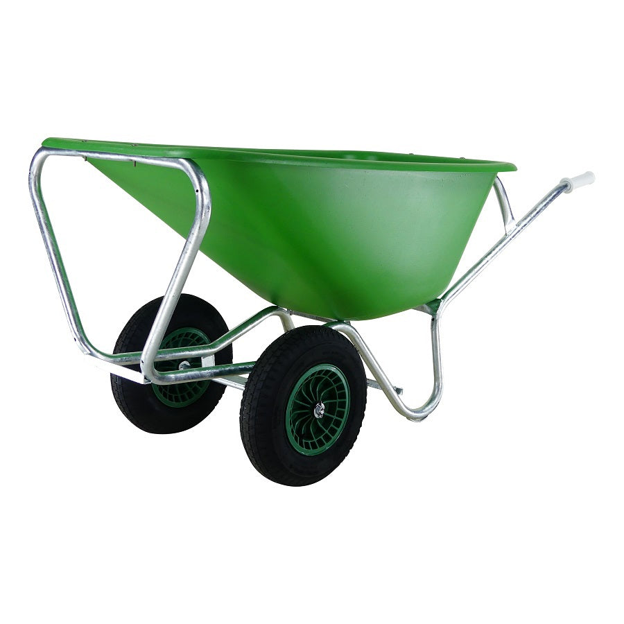 Fort products wheelbarrow f s 165l green hdpe container galvanized base 2 wheels