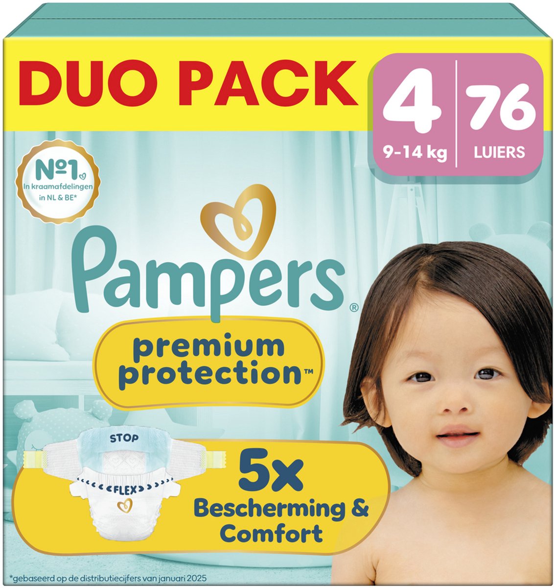 Pampers premium protection size 4 - 76 diapers - 9kg-14kg