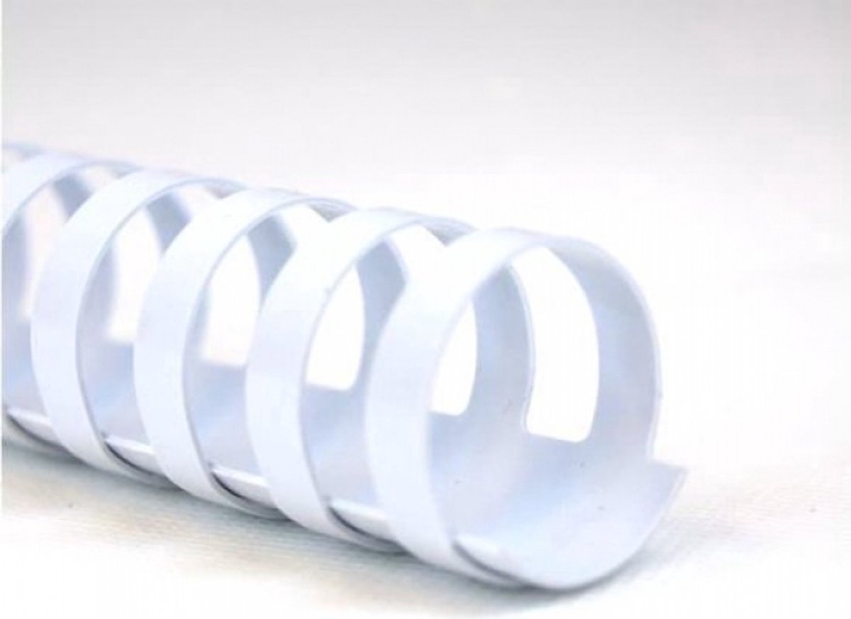 Gbc bindekam plast a4 10mm hvit kapasitet 65 ark