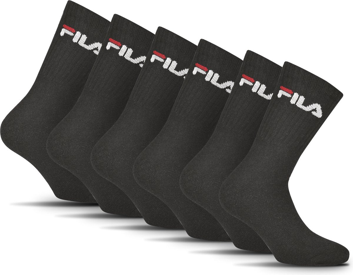Fila - crew sportovní ponožky | 6 balení | sportovní ponožky | vel. 43 46 - černá 43-46