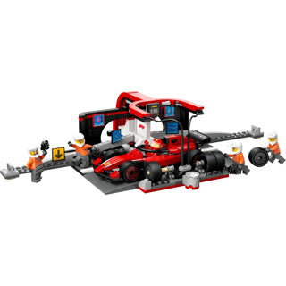 Lego city f1 pit stop and pit crew with ferrari car - 60443