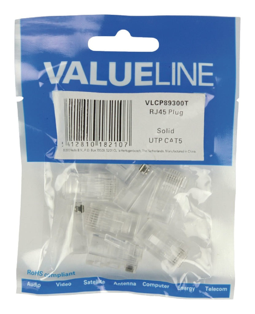 Valueline vlcp89300t rj45 connectors for solid utp cat 5 cables