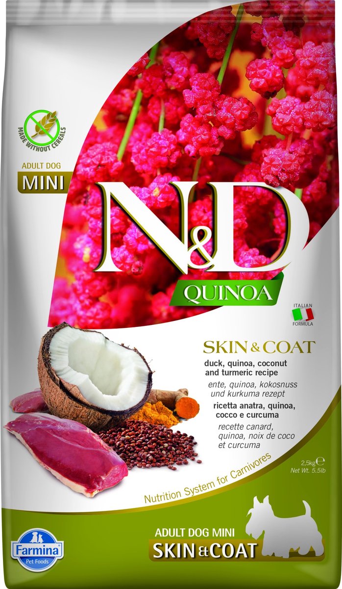 N d farmina madra quinoa craiceann cóta mionlach fásta - 2.5 kg