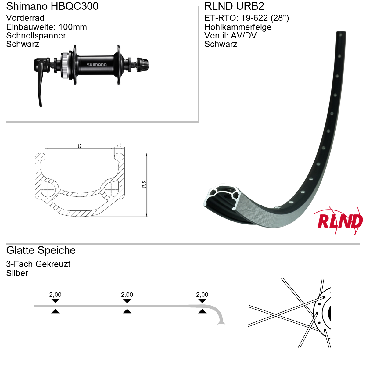 Roland voorwiel urb2 28 19-622 36g qr hbqc300 zw zil