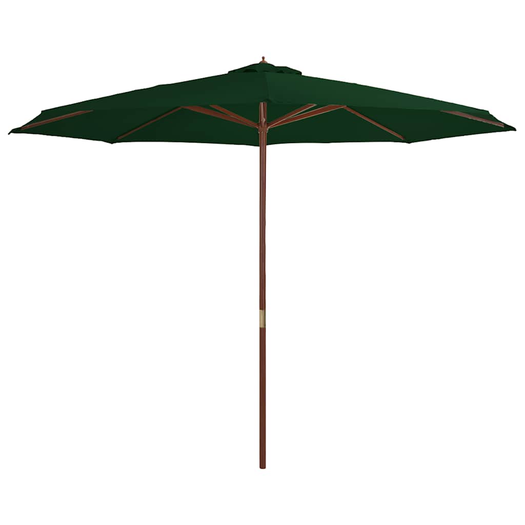 Vidaxl wooden pole parasol 350 cm green