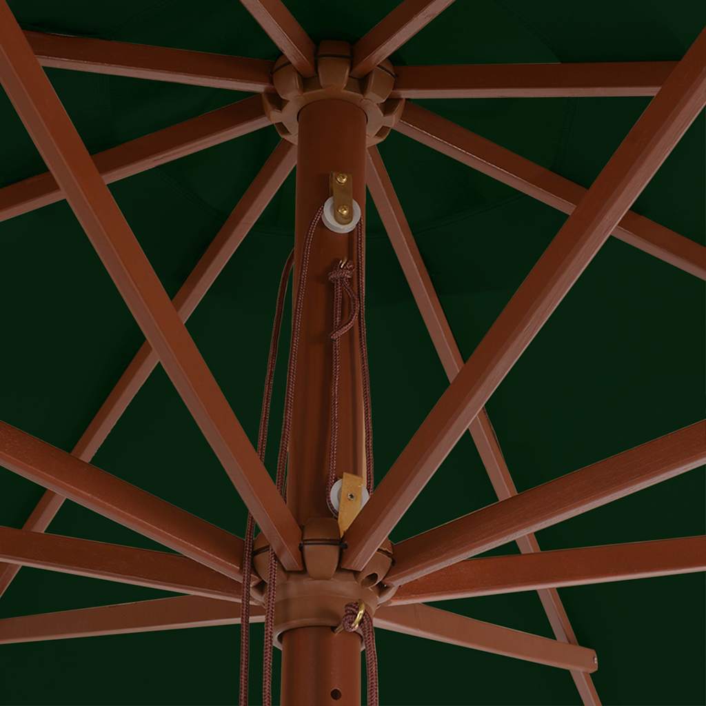 Vidaxl wooden pole parasol 350 cm green
