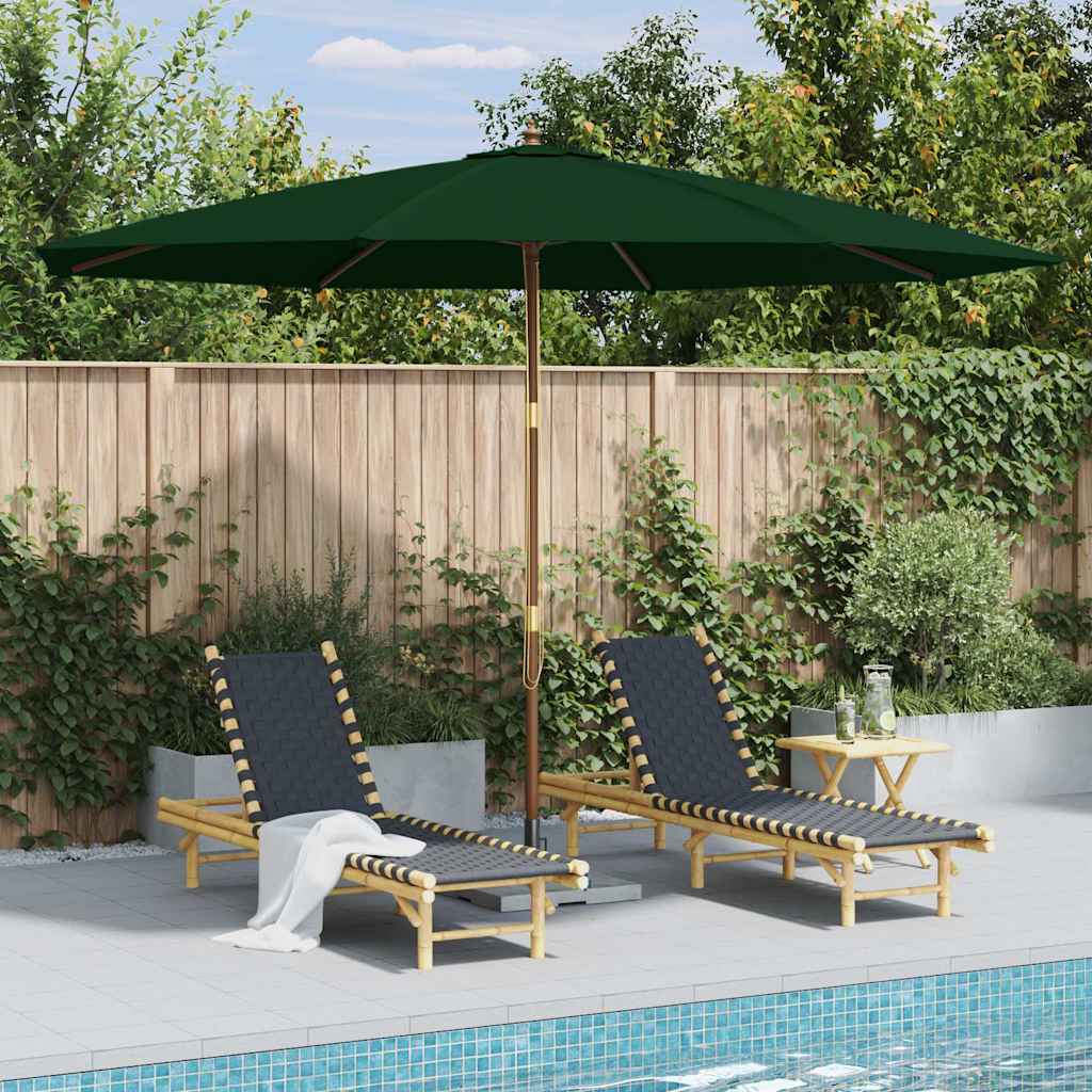 Vidaxl wooden pole parasol 350 cm green