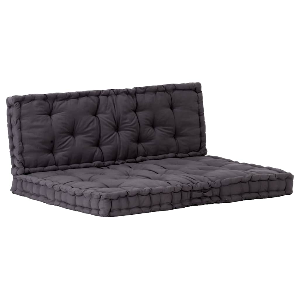 Almofadas de piso de paletes Vidaxl 2 St Cotton Black