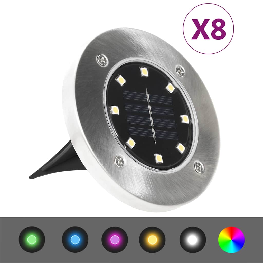 Vidaxl ground lights 8 pcs solar led rgb color