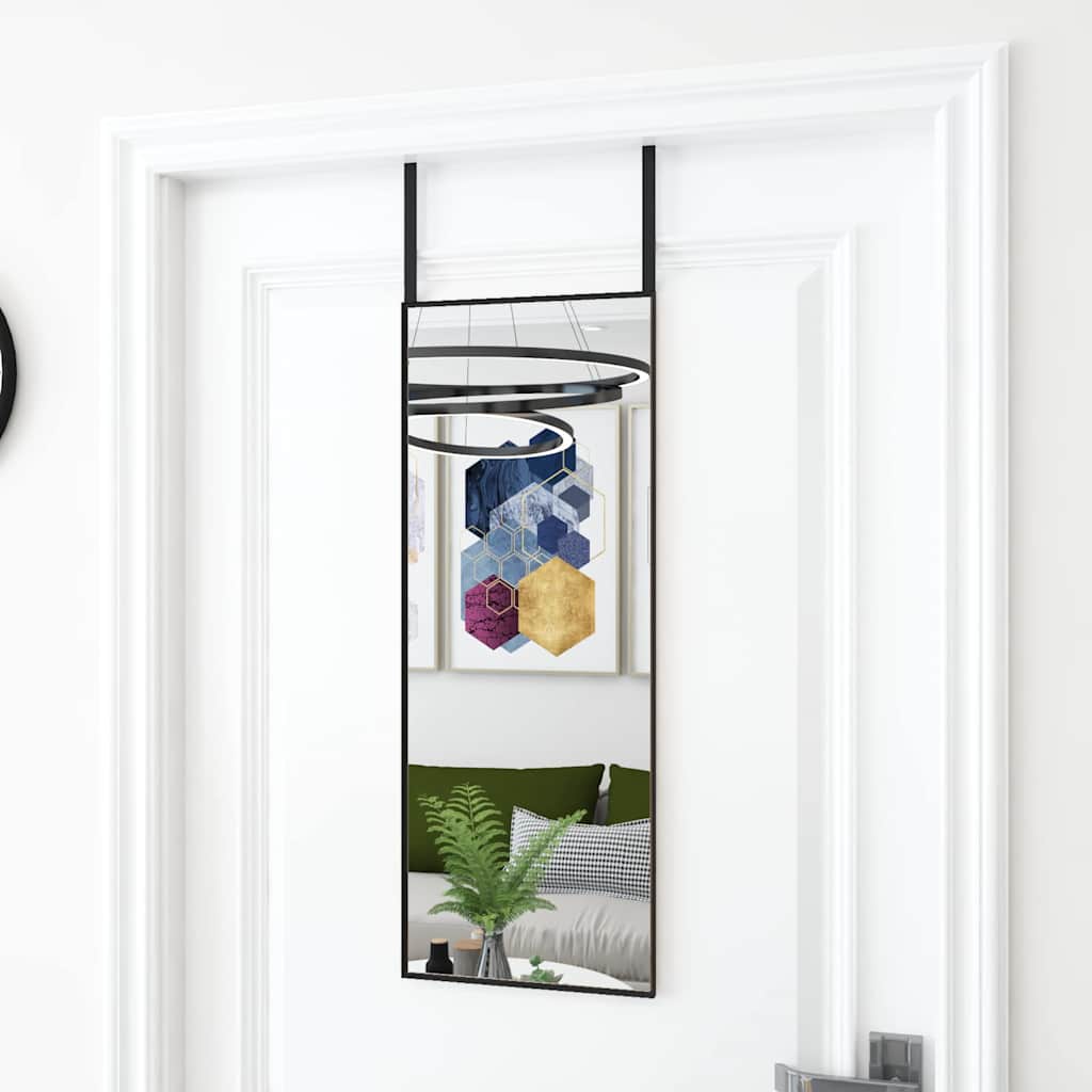 Vidaxl dveřní zrcadlo 30x80 cm skleněné a hliníkové černé