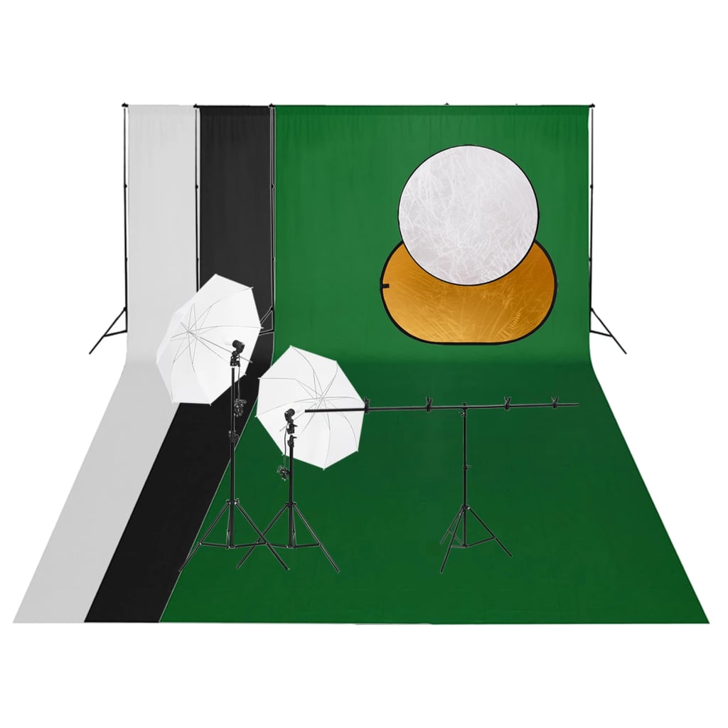 Vidaxl Photo Studio Conjunto com fundo de iluminação e refletor
