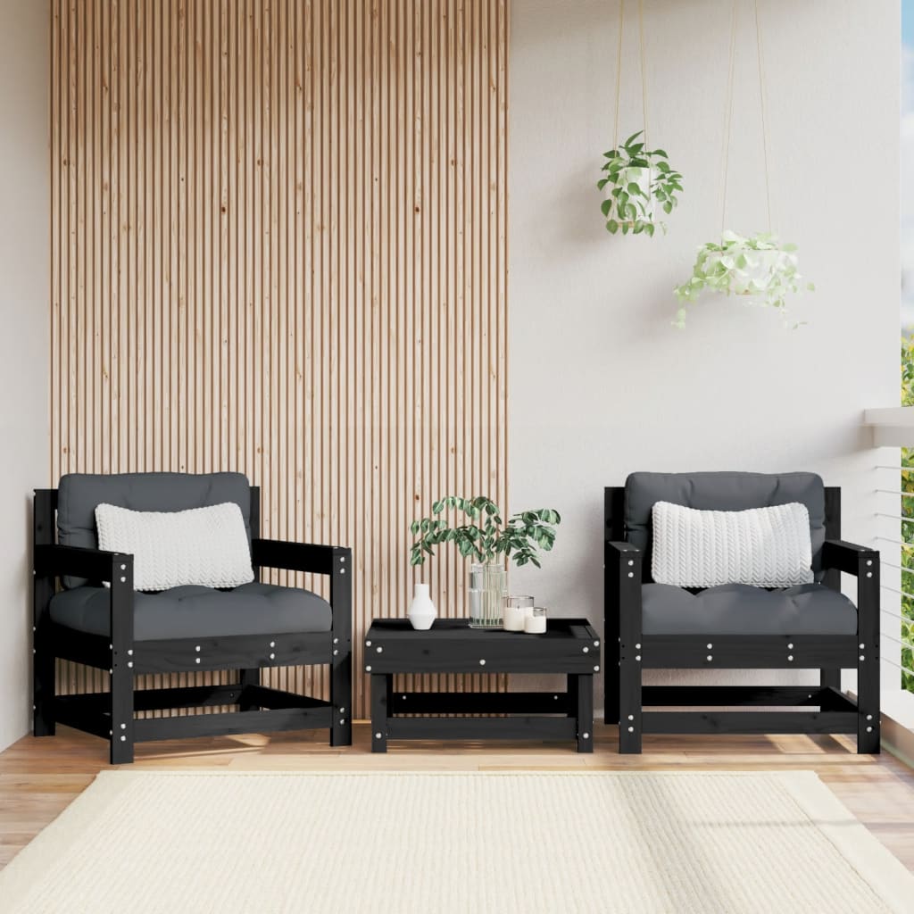 Vidaxl tuinstoelen 2 st massief grenenhout zwart