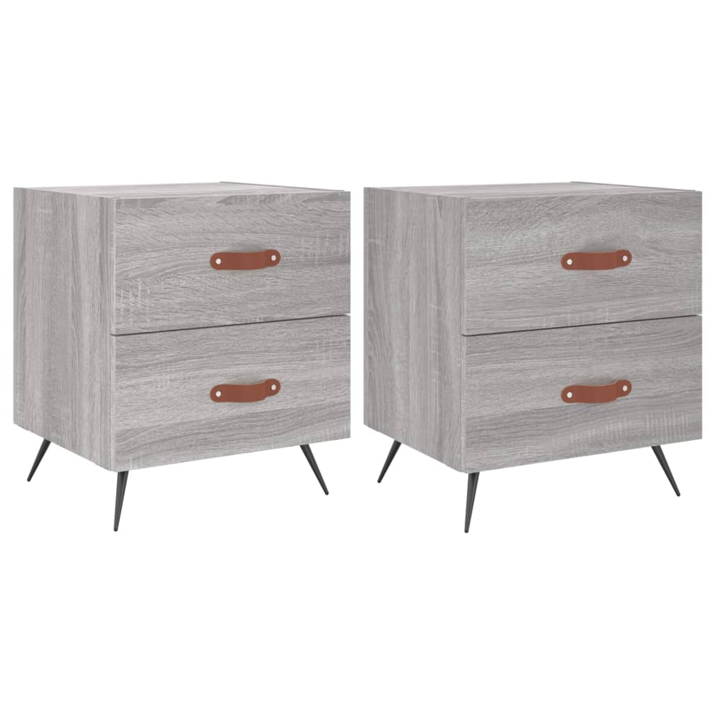 Vidaxl nachtkastjes 2 st 40x35x47,5 cm bewerkt hout grijs sonoma eiken