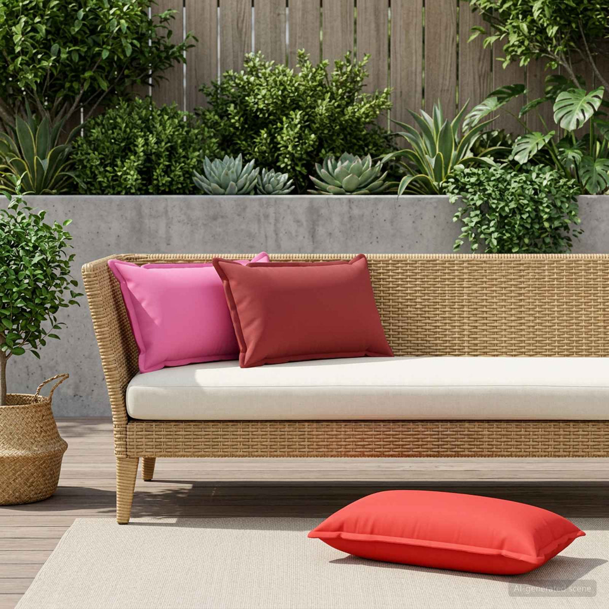 Vidaxl kussen met kussen houten 2 st rood polyester