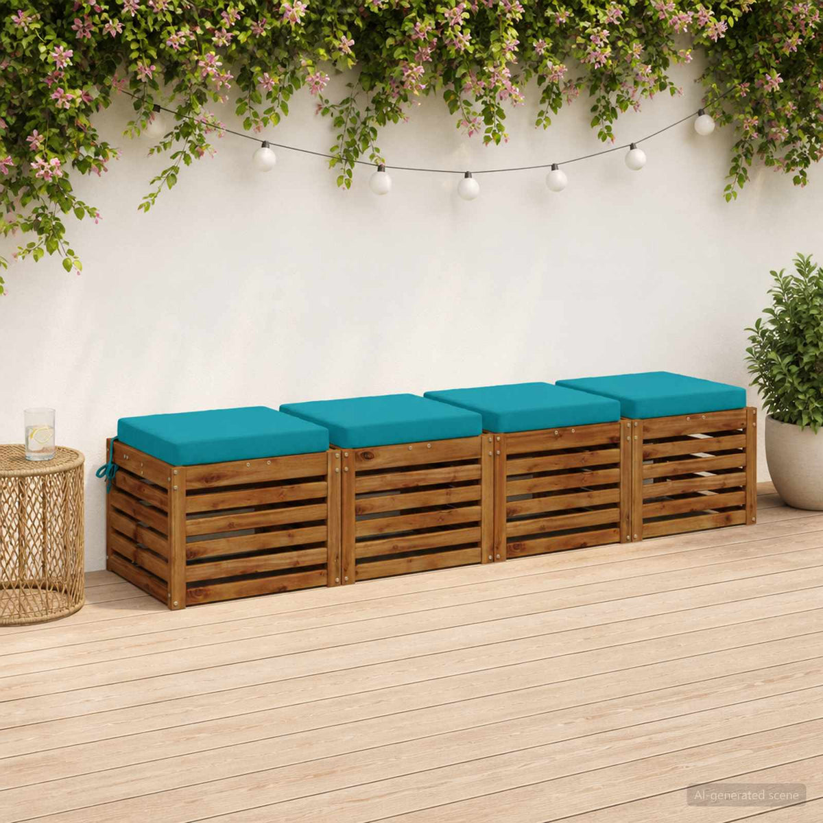 Vidaxl zitkussens soest 4 st 100% polyester turquoise 40 x 40 x 7 cm