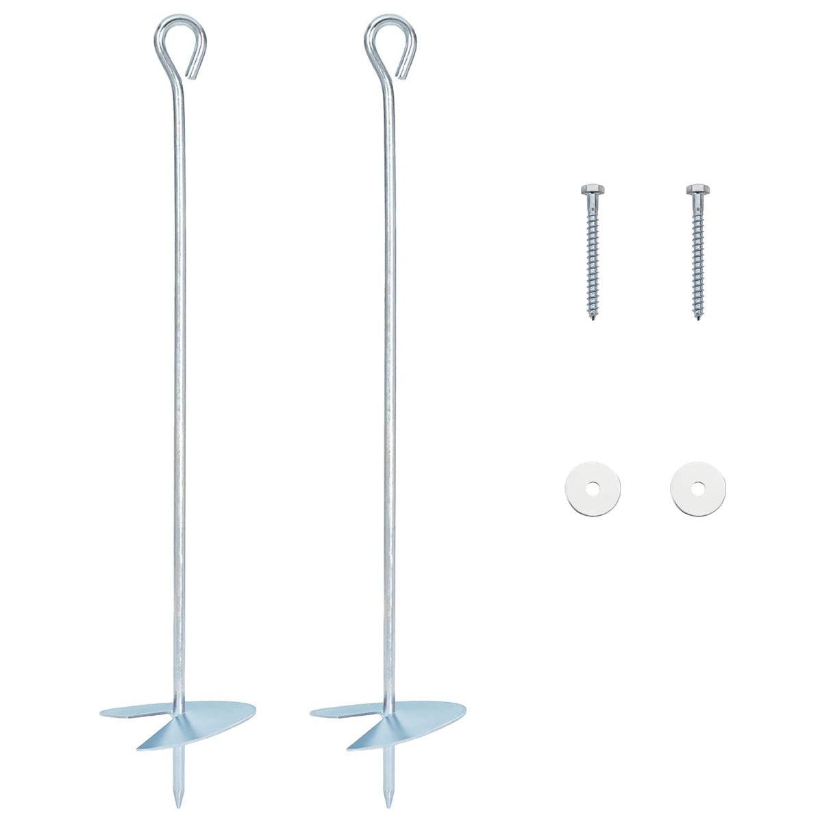 Vidaxl aardeankers 2 st ø10 x 50 cm gegalvaniseerd metaal zilver