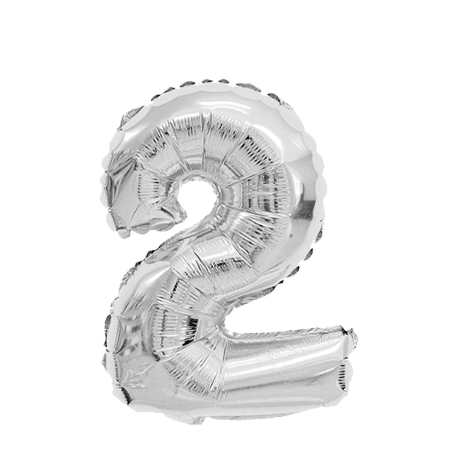 Foil balloon number 2 silver 45cm