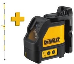 Dewalt dw088kpol | korslinje laser röd 15m + de0882 laserkolonn i fodral - dw088kpol-xj