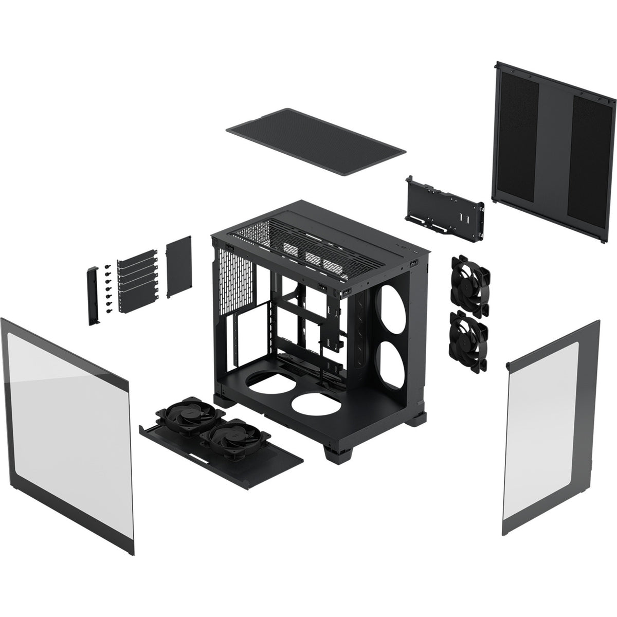 Skriňa Fractal Design Pop 2 Vision Midi Tower (čierna | 1x USB-A | 1x USB-C | tvrdené sklo)