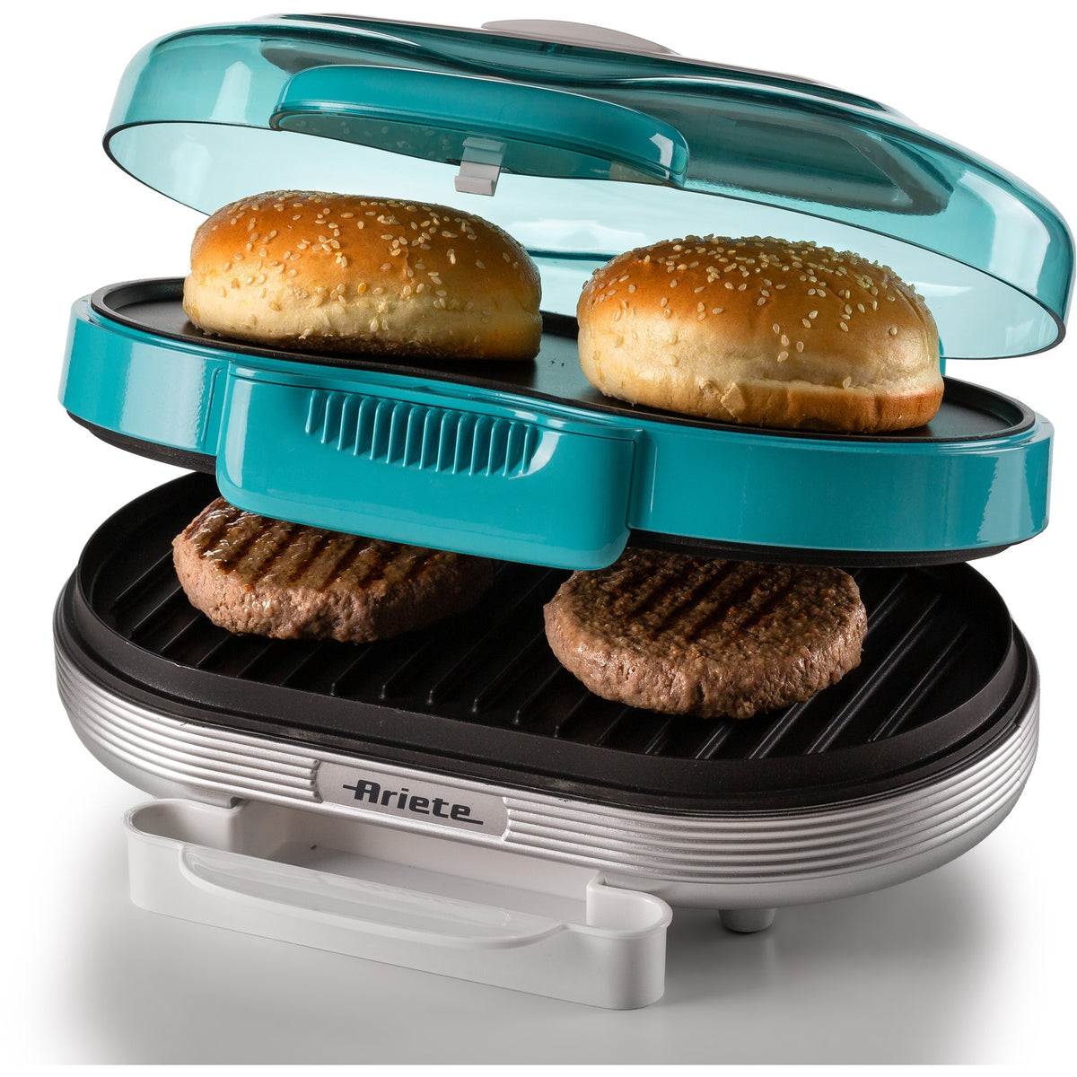 Ariete Party Time Hamburger Maker 0205 01 Electric Grill Plate (light blue white)