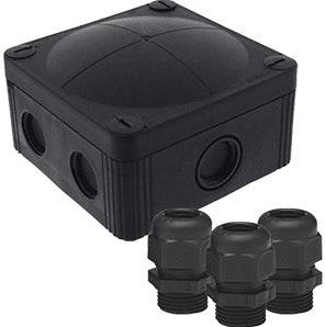 Enzo cable box black + 3x cable gland.