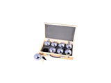 Engelhart metal jeu de boules - 8 balls in wooden box - luxury set - pétanque - boules - metal balls - suitable for any jeu de boules court - longfield