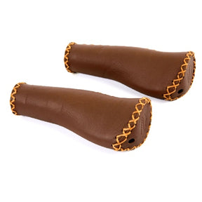 Grips Handlebar Leathar Velo Ergo, 135 135mm, Donn Dorcha