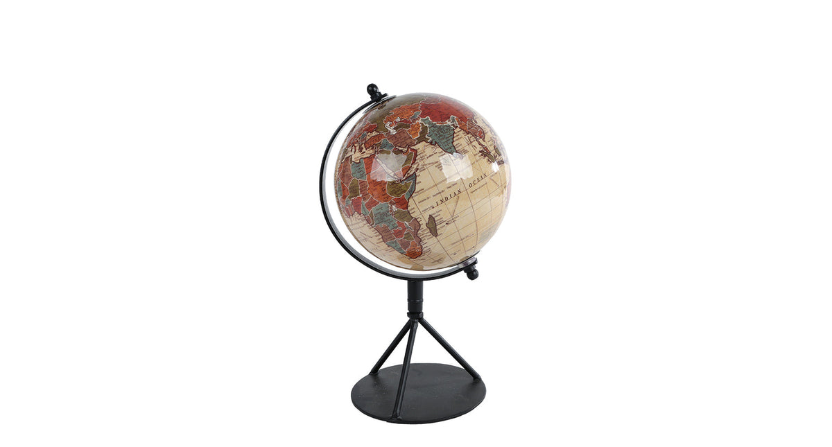 Wereldbol world s beige zwart mango 12,5x15x27cm