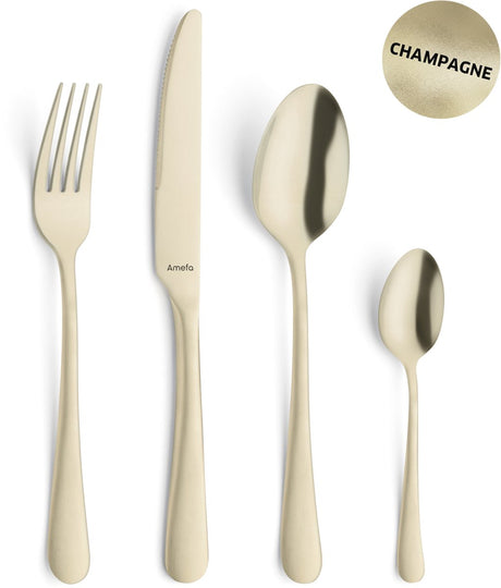 Champagne Amefa austin - sraith sceanra 24 píosa - 6 dhuine - pvd matt-18 0 chrome steel - pacáistiú bronntanais