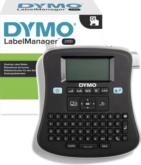 Уред за създаване на етикети Dymo label manager 210d | настолен принтер за етикети | преносим производител на етикети с azerty клавиатура | голям екран и клавиши за бърз достъп | за офис и домашна употреба