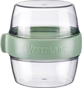 Westmark pocketbox maxi, stáin phraiticiúil beir leat, oiriúnach le haghaidh iógart, torthaí, sneaiceanna, 700 ml (2 x 350 ml), saor ó BPA, glas mint