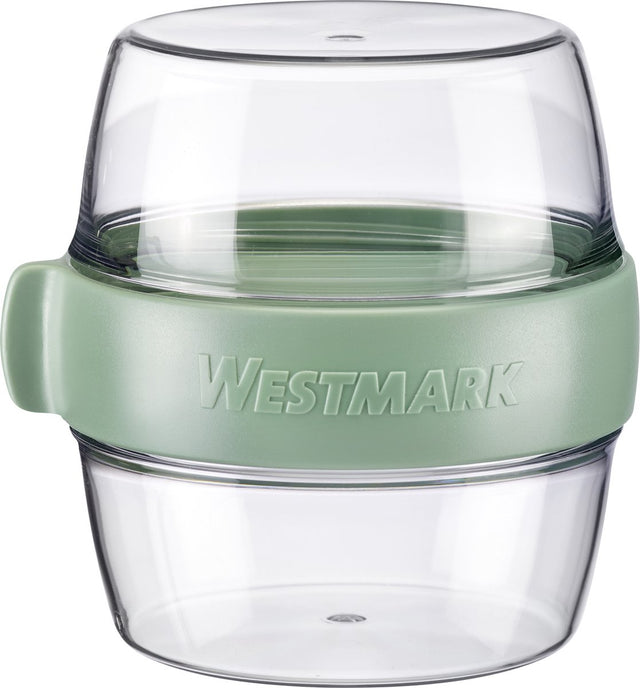 Westmark pocketbox maxi, stáin phraiticiúil beir leat, oiriúnach le haghaidh iógart, torthaí, sneaiceanna, 700 ml (2 x 350 ml), saor ó BPA, glas mint