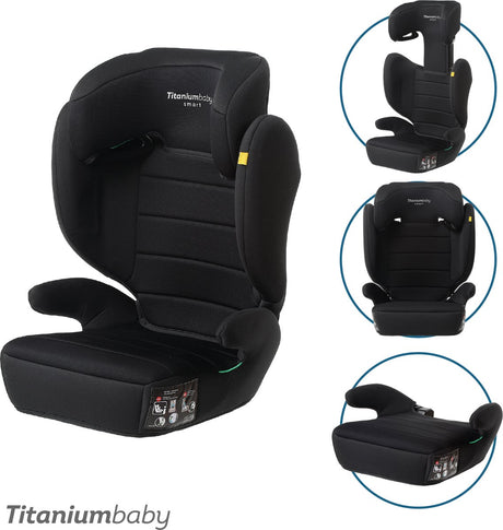 Titanium baby titanium baby car seat smart lucky i-size belt all black - backrest removable use as a booster seat