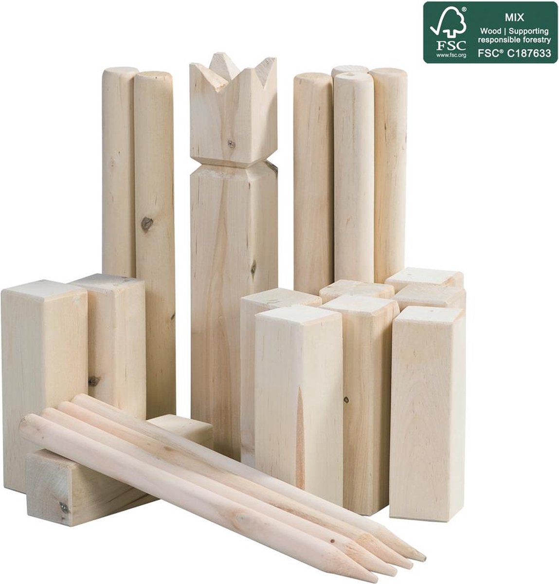 Игра на открито kubb игра – – Шведска игра на хвърляне Viking шах – FSC бреза 21 части – игра на открито в градина – семейна игра деца възрастни – вкл. чанта за носене