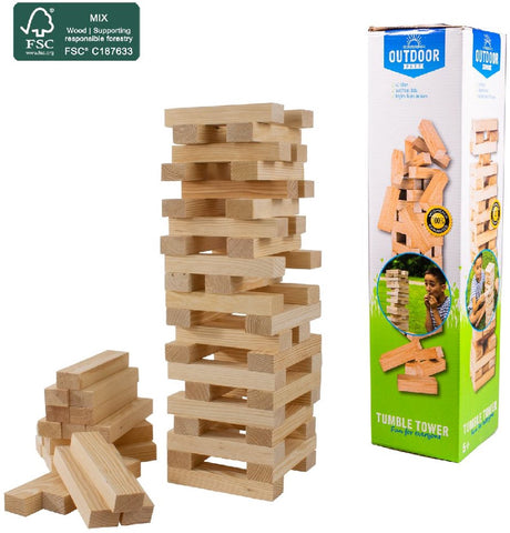 Дървена игра в кула за игра на открито с FSC сертифицирана чанта за носене.