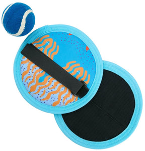 Eddy toys supergrip ball set - skill game for 2 players - catch ball game with Velcro - ø17cm ball - neoprene mesh bag included - good grip - for outdoors and beach - blue