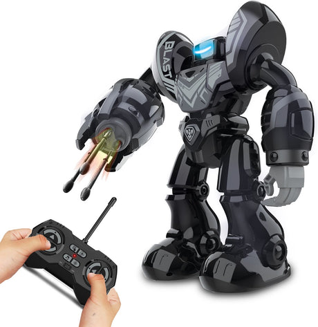 Silverlit robot robo blast black - controllable toy robot with shooting fist - 34 cm high