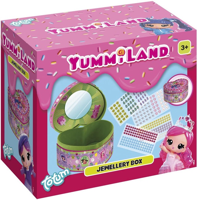 Totum yummiland hartvormig sieradendoosje versieren - met spiegel en 100+ stickers - speelgoed kinderen - knutselen - voor meisjes - ook voor kleuters - vanaf 3 jaar -