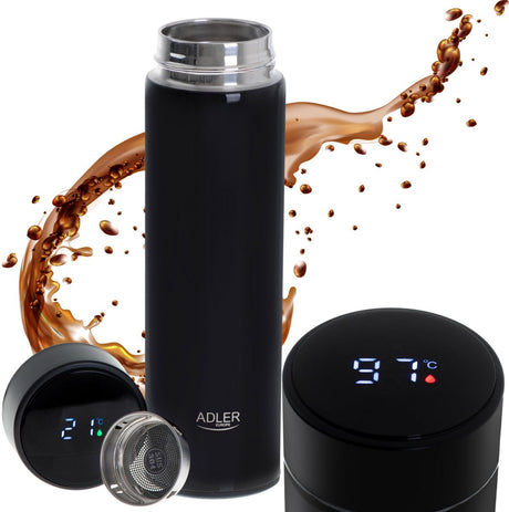 Adler termosmugg 473ml LED med temperatur för kaffe te för bil | ad4506bk