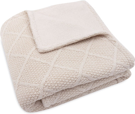 Jollein blanket crib 100x150cm check knit oatmeal teddy fleece