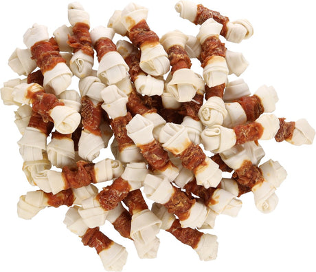 Flamingo dog snack – r'hide knotted leg white with chicken – 11 cm – gluten-free – without added sugars – 46 pieces – 1.61 kg