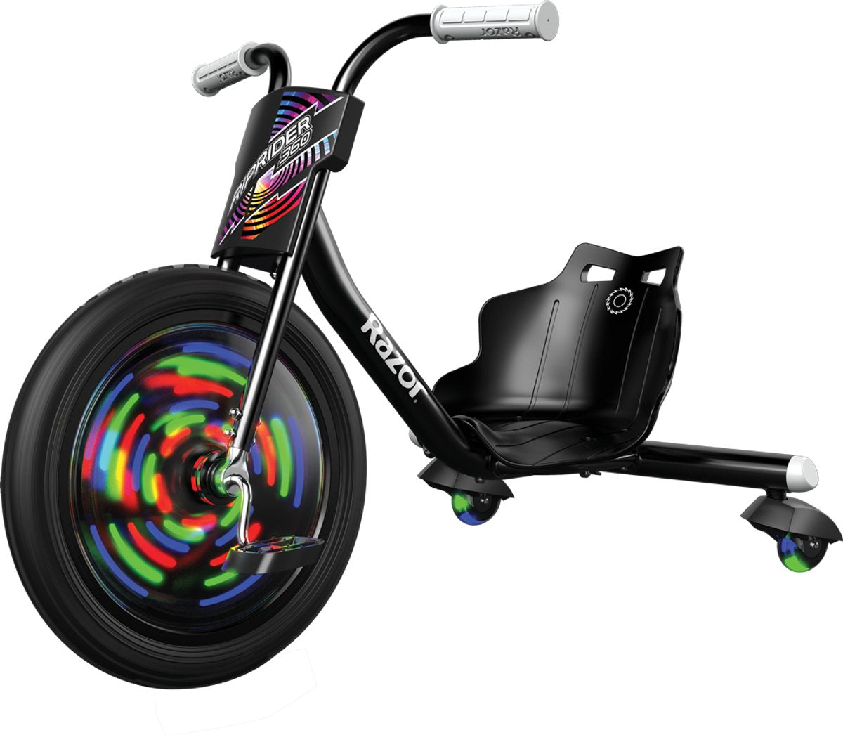 Razor riprider 360 lightshow - gokart - svart - 360° rotasjon - LED-belysning - for barn - opptil 73 kg - fra 5 år