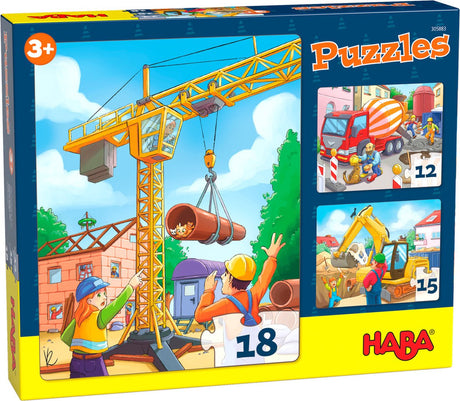 Haba Puzzel Bauautoen Junior 20 x 25 cm Karton 3-Stéck