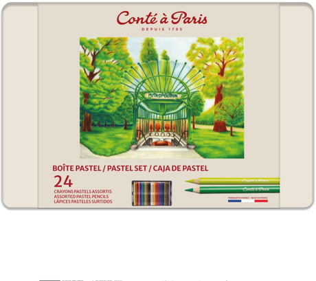Conté à paris 2182 pastellblyanter sett 24 deler | høypigmenterte pasteller i metallboks