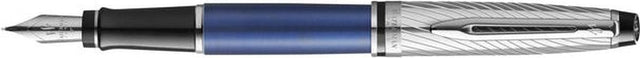 Waterman expert deluxe, plniace pero, metalický modrý lak s detailom potiahnutým paládiom, stredný hrot s paládiom
