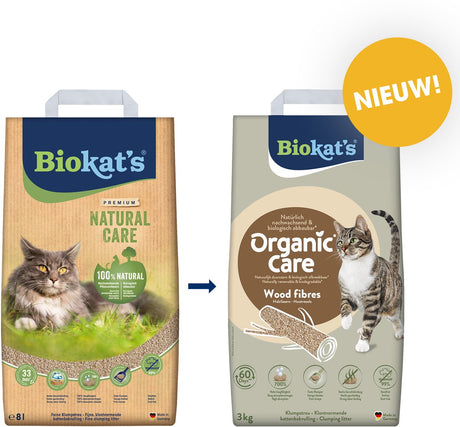 Biokat's biokat´s organic care wood - 3 kg - cat litter - clumping - without odor
