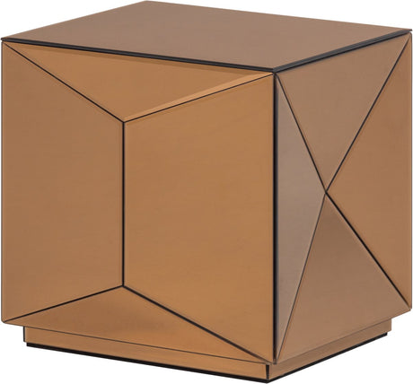 Woood glintz side table - wood mirror glass - brown - 40x40x40