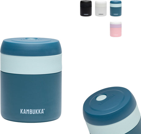 Kambukka bora - bosca lóin - 600 ml - coimeádann an coimeádán bia te ar feadh 9 uair an chloig 100% sceitedhíonach - cupán lóin ar an dul - teal domhain