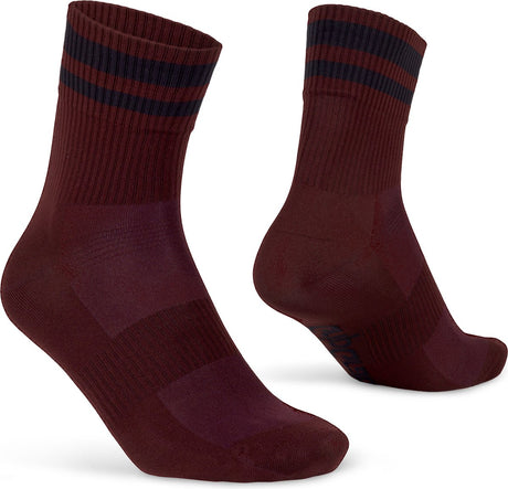 Gripgrab - Original Sträifen Crew Summer Vëlosocken gestreift Retro Vëlosocken Coolmax - Unisex - donkelrout - Gréisst m (41-44)