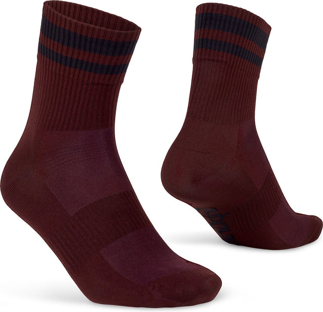 Gripgrab - Original Sträifen Crew Summer Vëlosocken gestreift Retro Vëlosocken Coolmax - Unisex - donkelrout - Gréisst m (41-44)